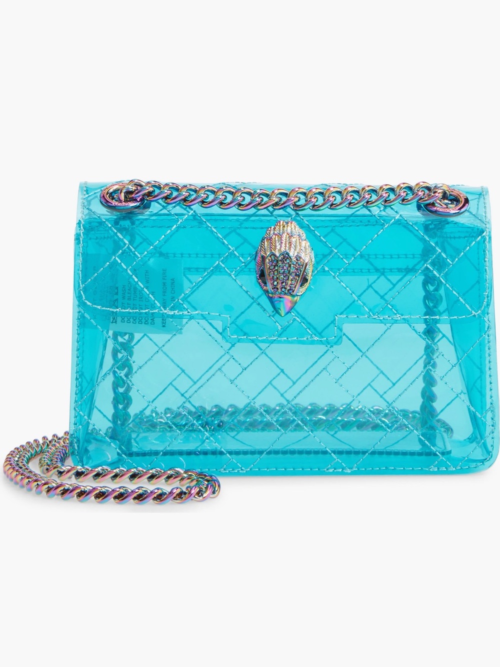 Kurt Geiger Turquoise Quilted Clear PVC Crossbody with Eye Clasp